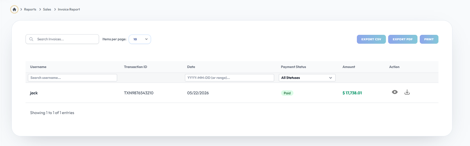 Invoice Report